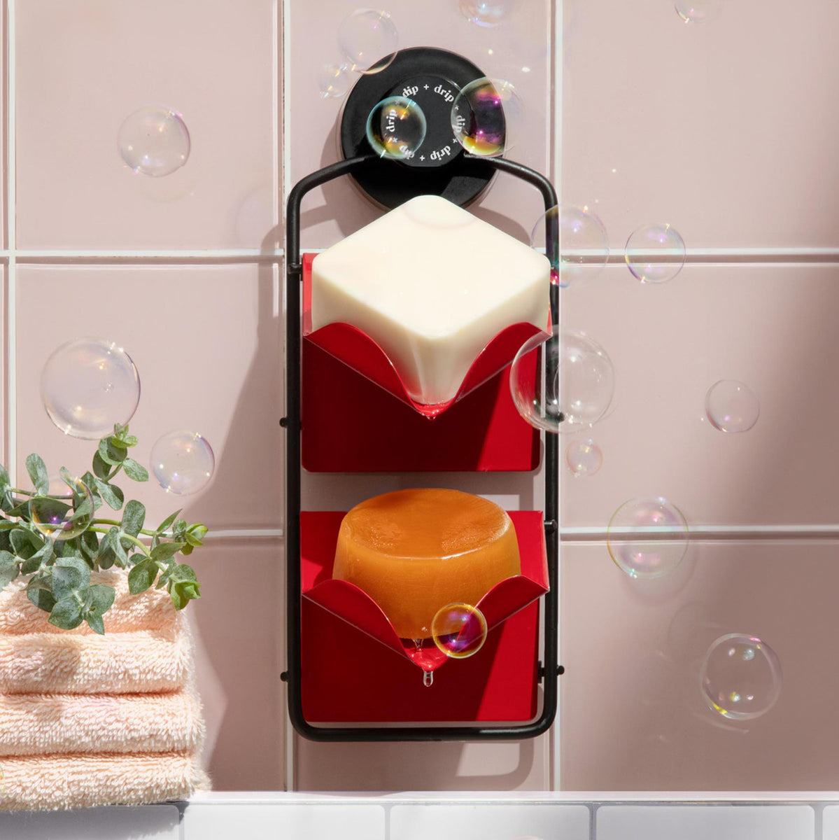 Shower Rack with Red and Red Stands dip