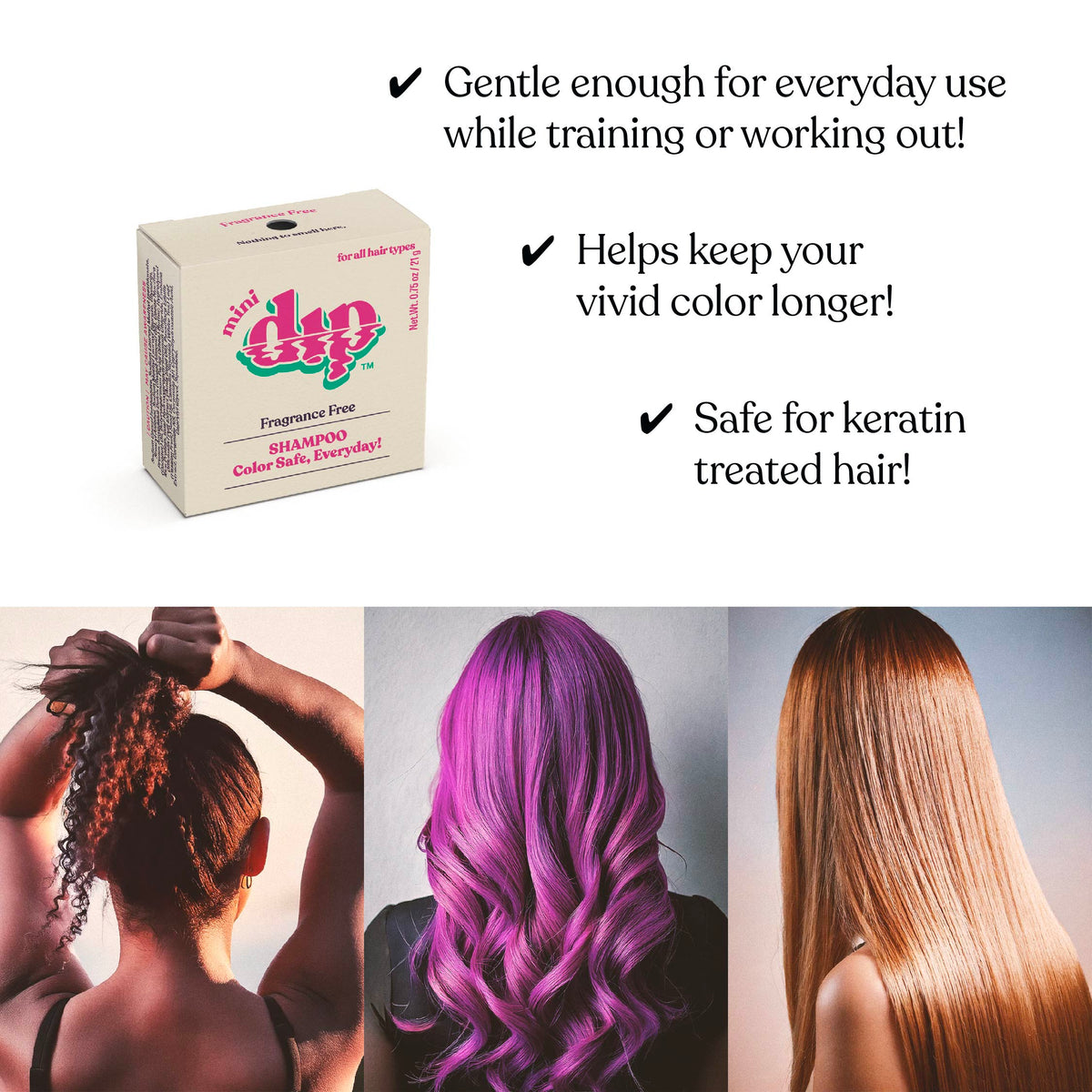 Mini Dip Color Safe Shampoo Bar for Every Day - Fragrance Free