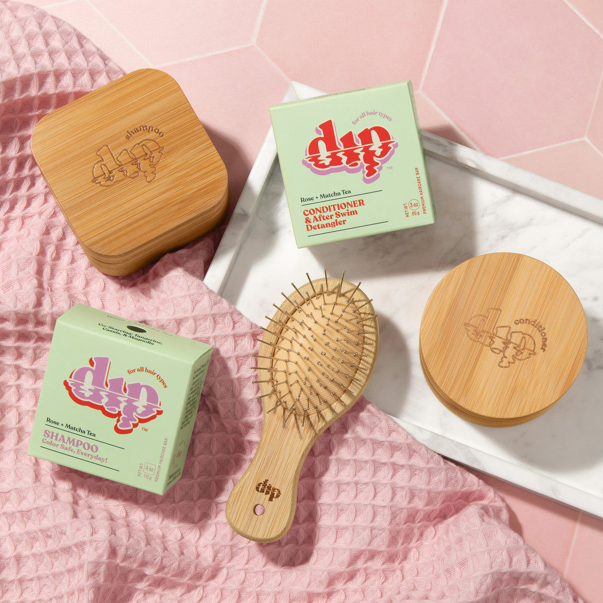 Dip Shampoo Triplet: Rose & Matcha Tea - Full Size