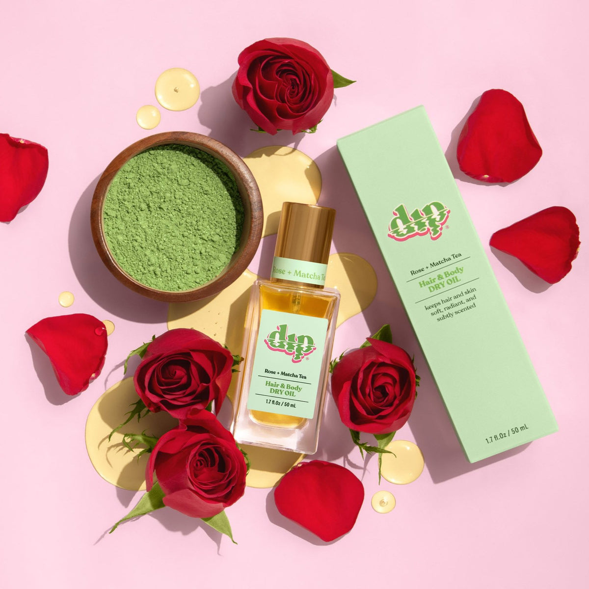 Hair & Body Dry Oil - Rose & Matcha Tea