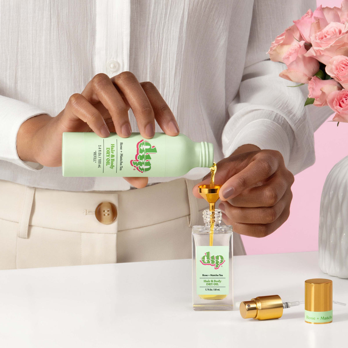 REFILL Hair & Body Dry Oil - Rose & Matcha Tea