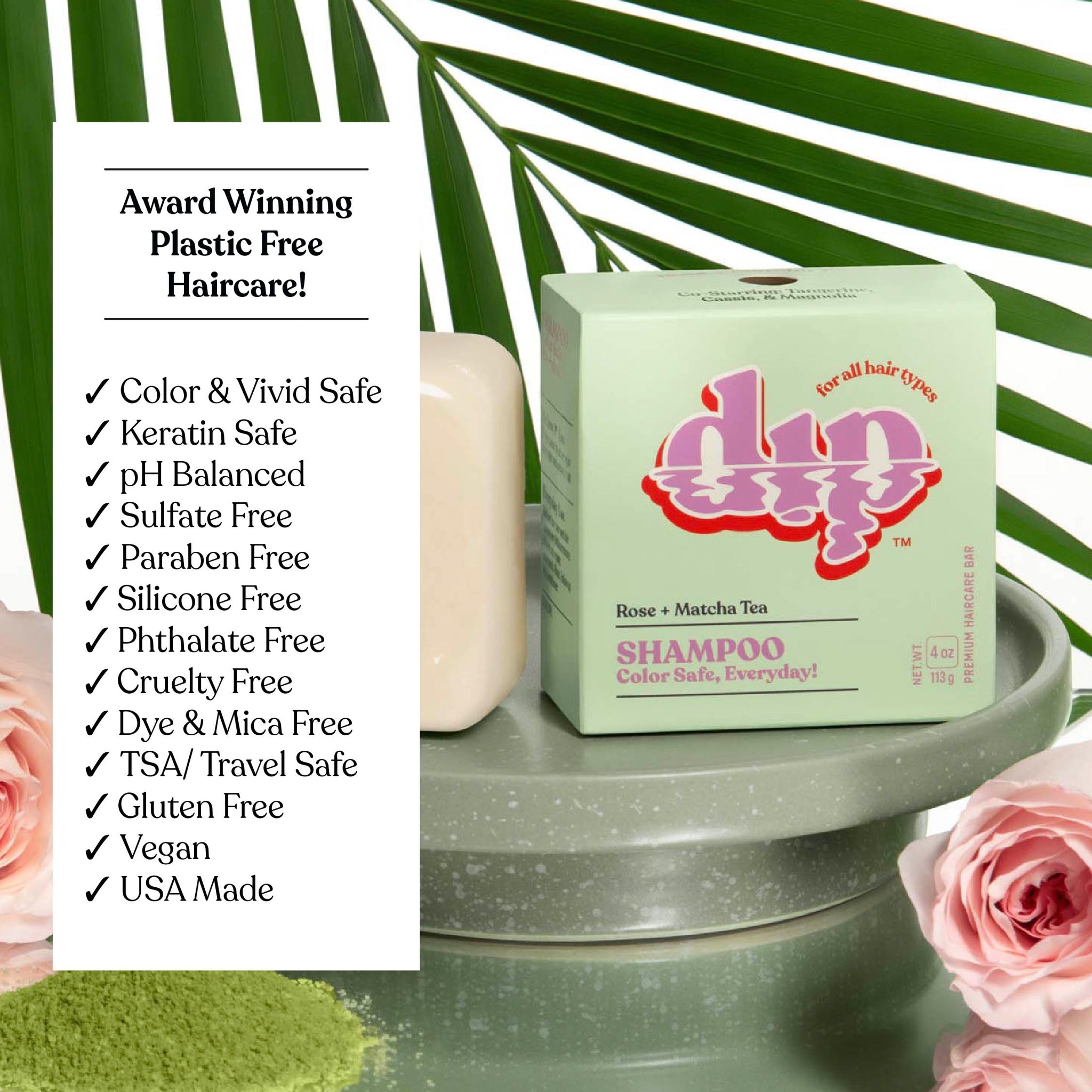 Rose & Matcha Tea Shampoo Bar | Dip – dip